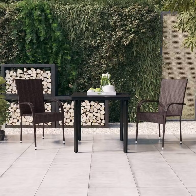 Berkfield Home 3 Piece Modern Outdoor Dining Set in Brown and Black