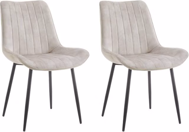 Home Detail Georgia Dining Chair Set of 2, Grey Faux Leather with Cream Accents