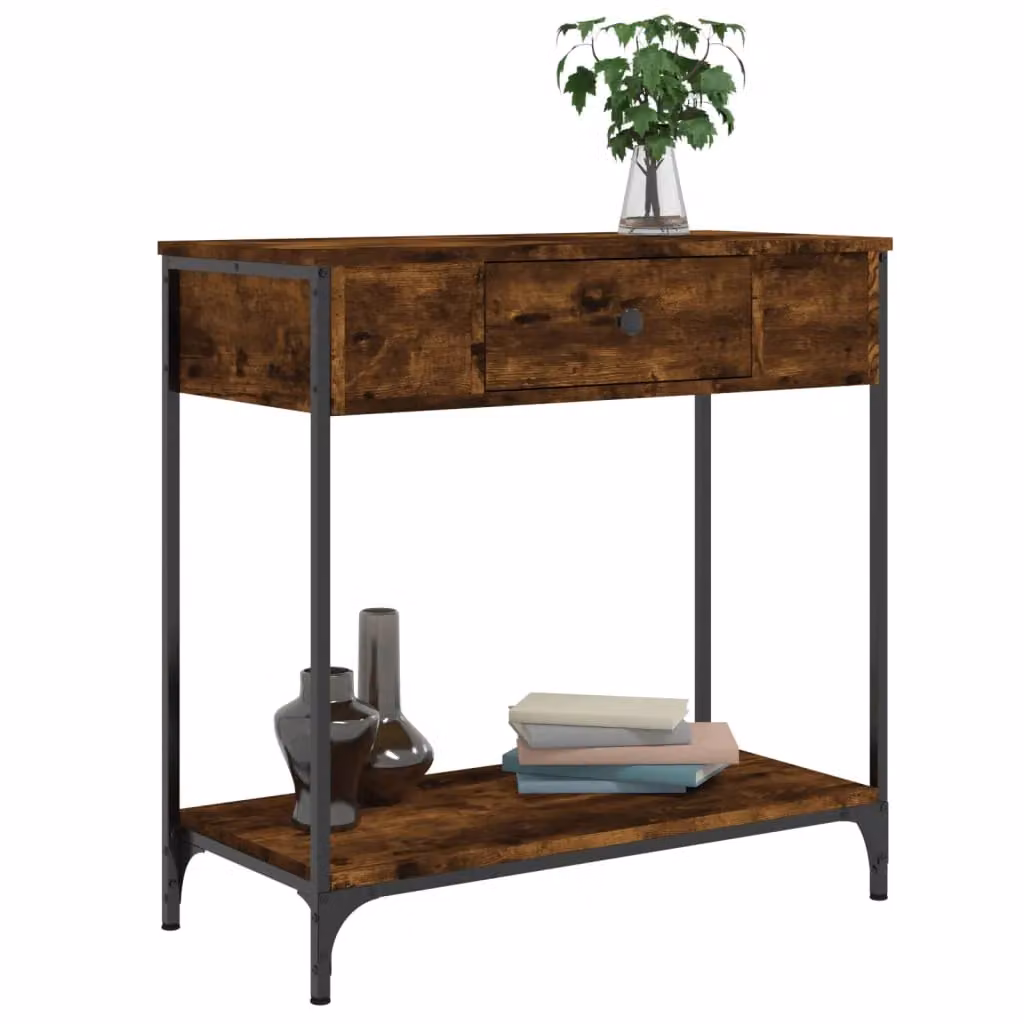 Berkfield Home Smoked Oak Console Table in Brown, W/D/H: 75 x 34.5 x 75 cm – 3