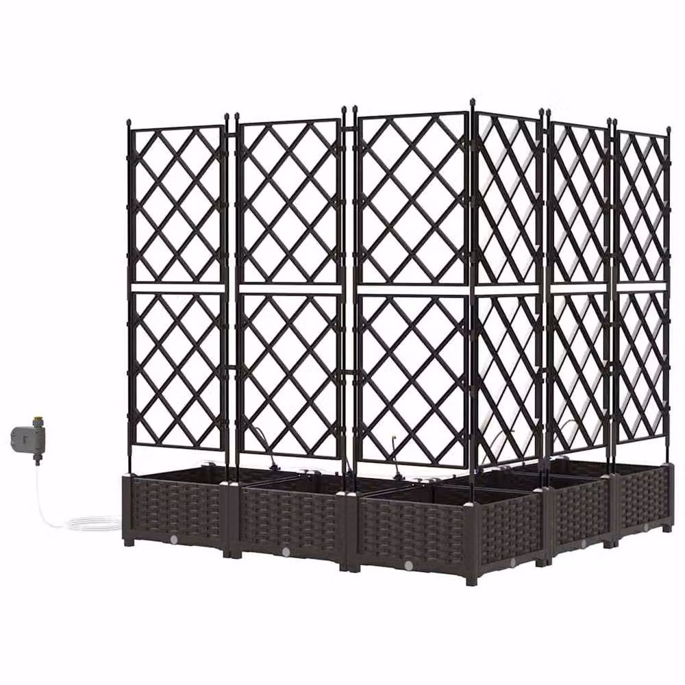 Berkfield Home Garden Planter Set with Water Irrigation System, 5 Pieces, Brown – 5