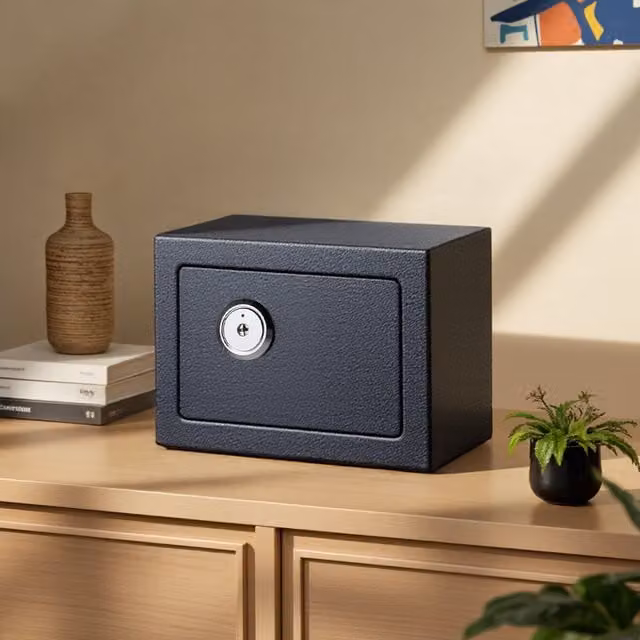 Livingandhome 6L Mini Mechanical Lock Steel Safe, Black