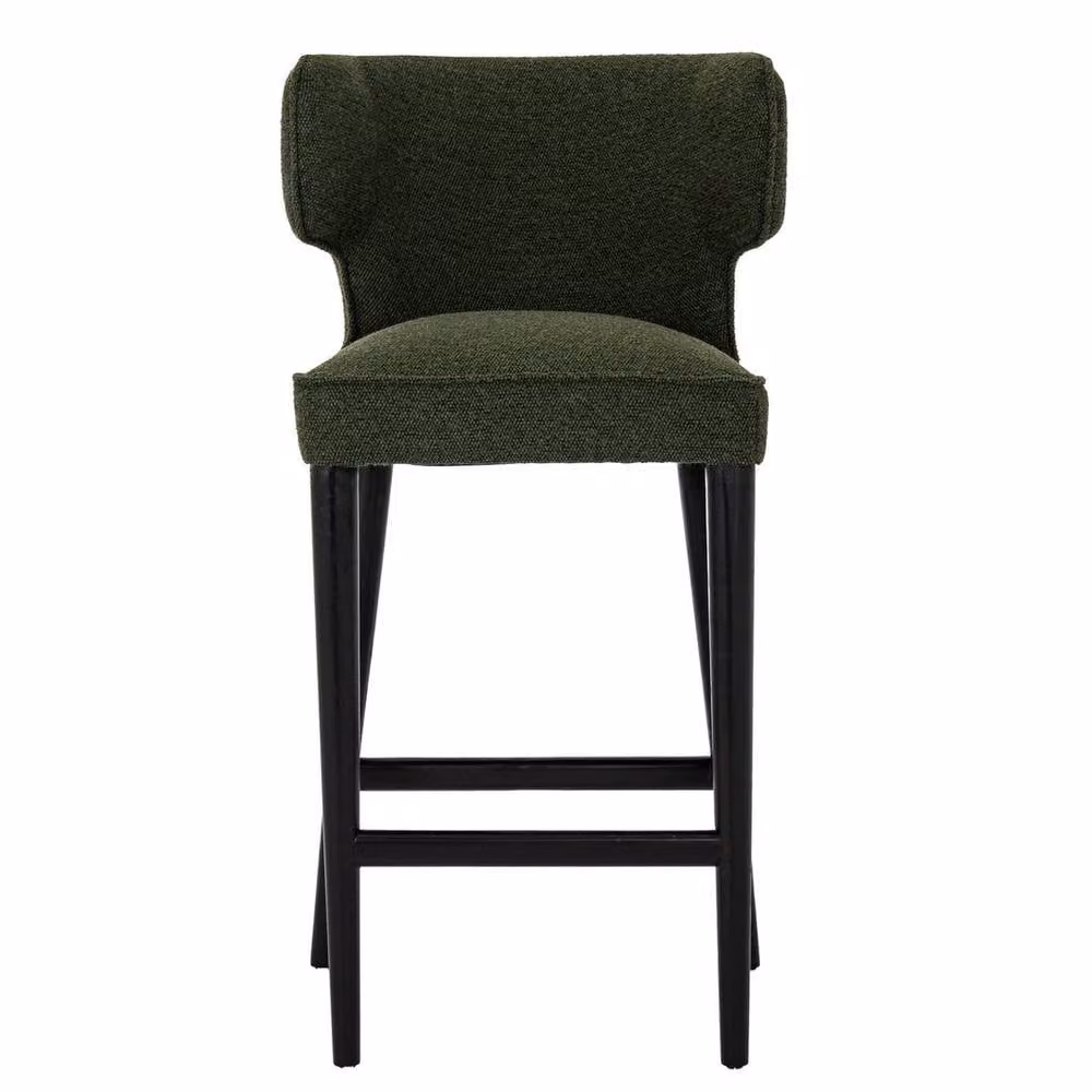 Lemon Pavilion Avia Moss Barstool in Green with Wood and Metal Frame, W: 61 cm, D: 61 cm, H: 105 cm – 2