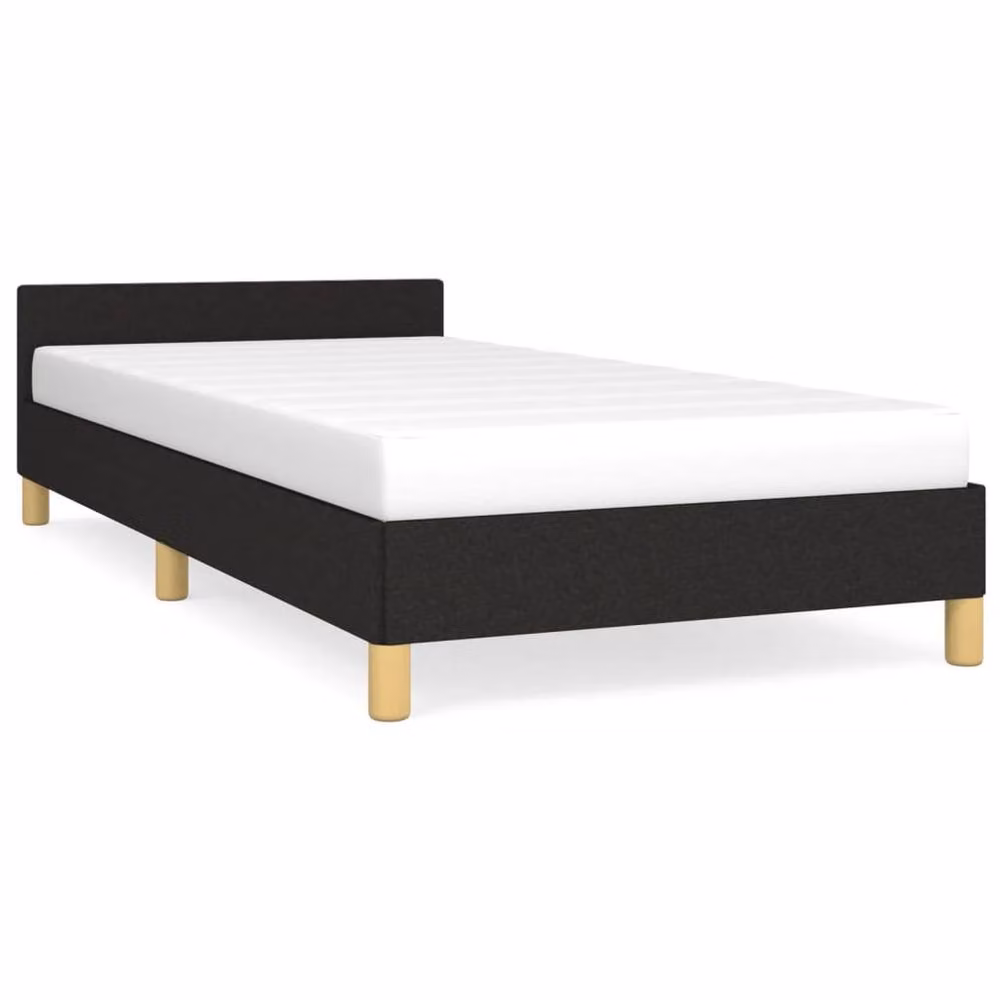 Berkfield Home Upholstered Single Bed Frame with Headboard in Black, W: 90 cm, L: 190 cm – 2