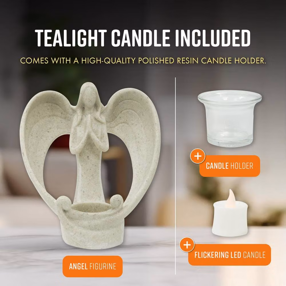 Globrite Guardian Angel LED Tea Light Candle Holder, White – 4