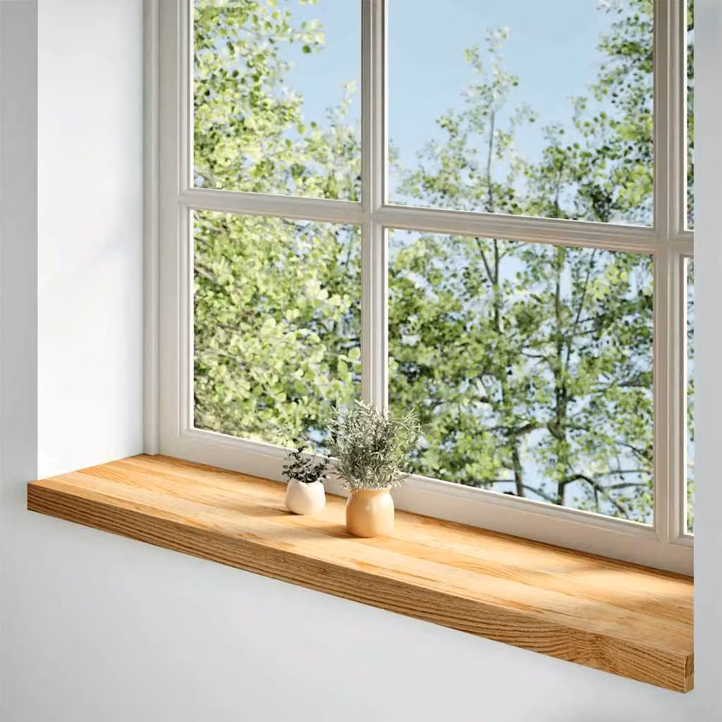Berkfield Home Solid Oak Window Sills, 2 Pack, Brown, W: 100 cm, D: 30 cm, H: 2 cm – 2