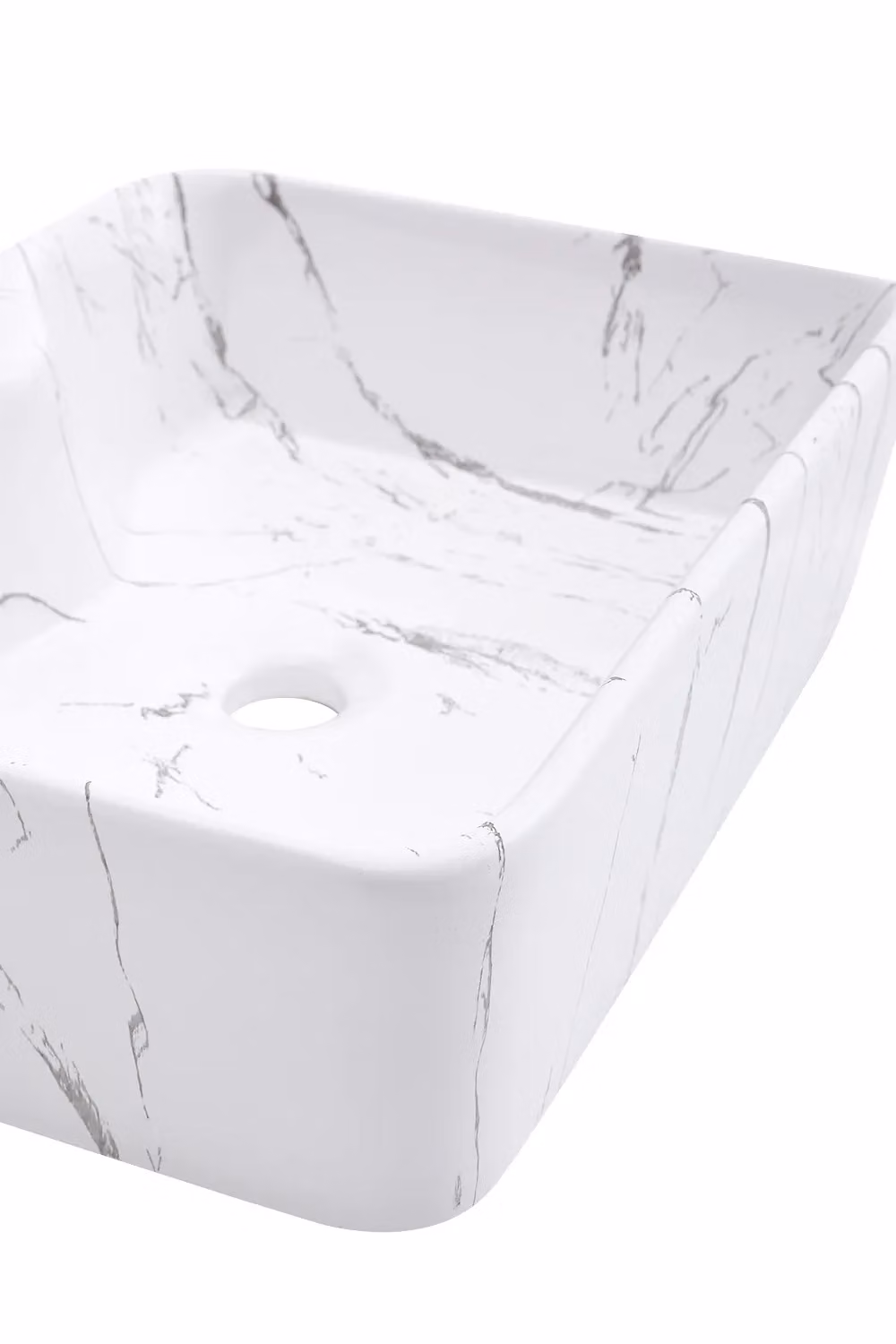 Living and Home Rectangular Ceramic Countertop Vessel Sink in White – 3