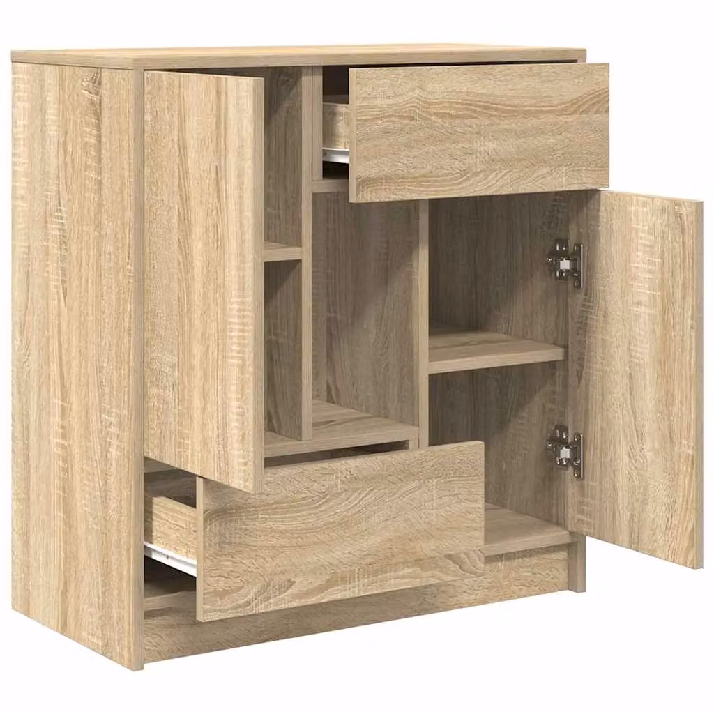 Berkfield Home Sonoma Oak Sideboard with Drawers and Doors in Brown, W/D/H: 70.5 x 34 x 74.5 cm – 2