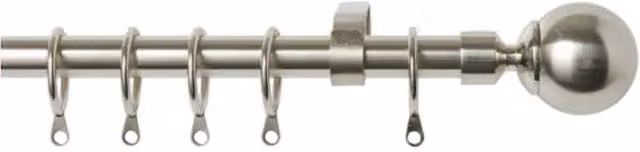 Terrys Extendable Curtain Pole with 16-19mm Ball Pole in Satin Silver
