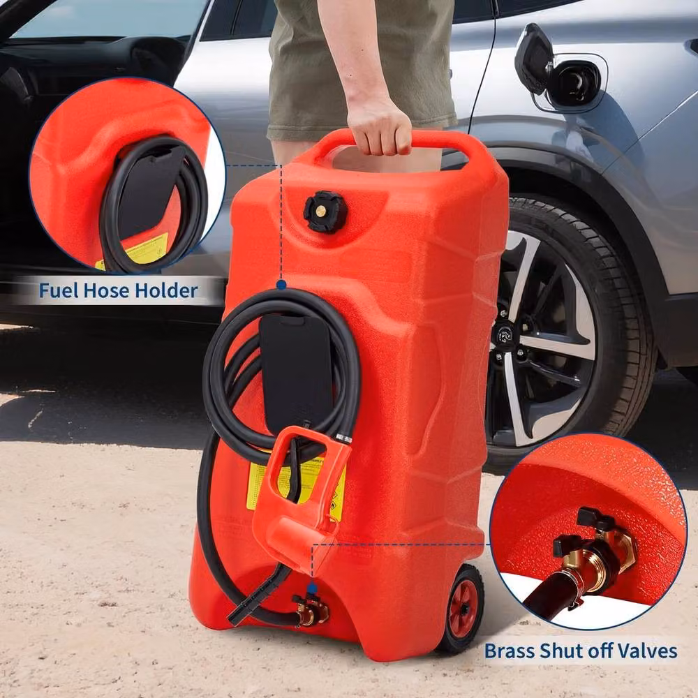 SPETLEK 60L Portable Fuel Caddy with 3m Hose and Wheels, Red, W: 1000 mm x D: 400 mm – 5