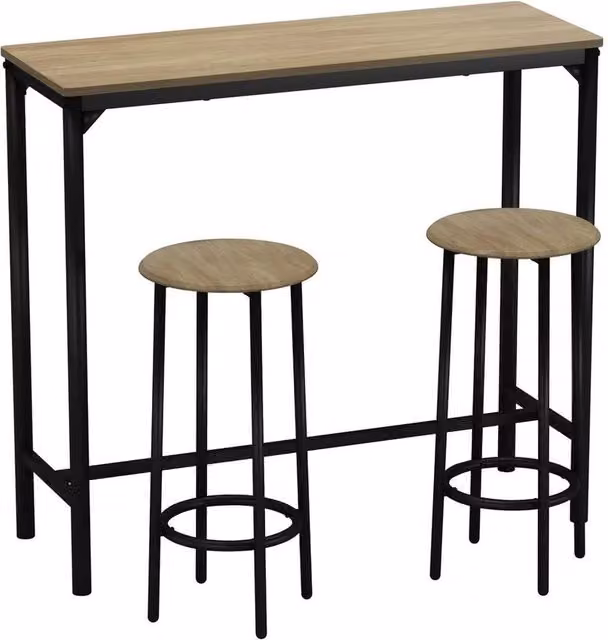 PAWNORA 3 Piece Bar Table and Stools Set in Light Oak – 1