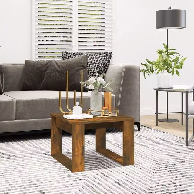 Berkfield Home Smoked Oak Side Table in Brown, W/D/H: 50 x 50 x 35 cm – 1