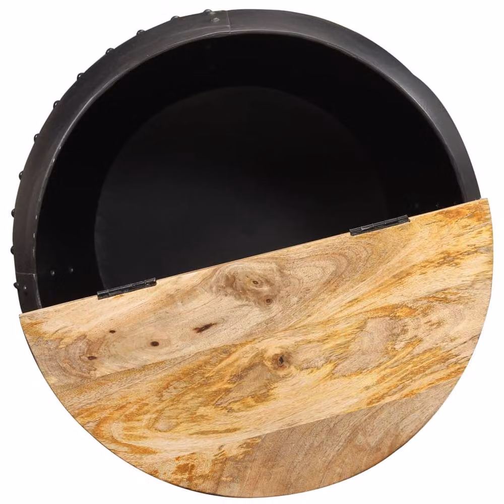 Berkfield Home Round Mango Wood Coffee Table in Brown, W: 53 cm, D: 43 cm – 2