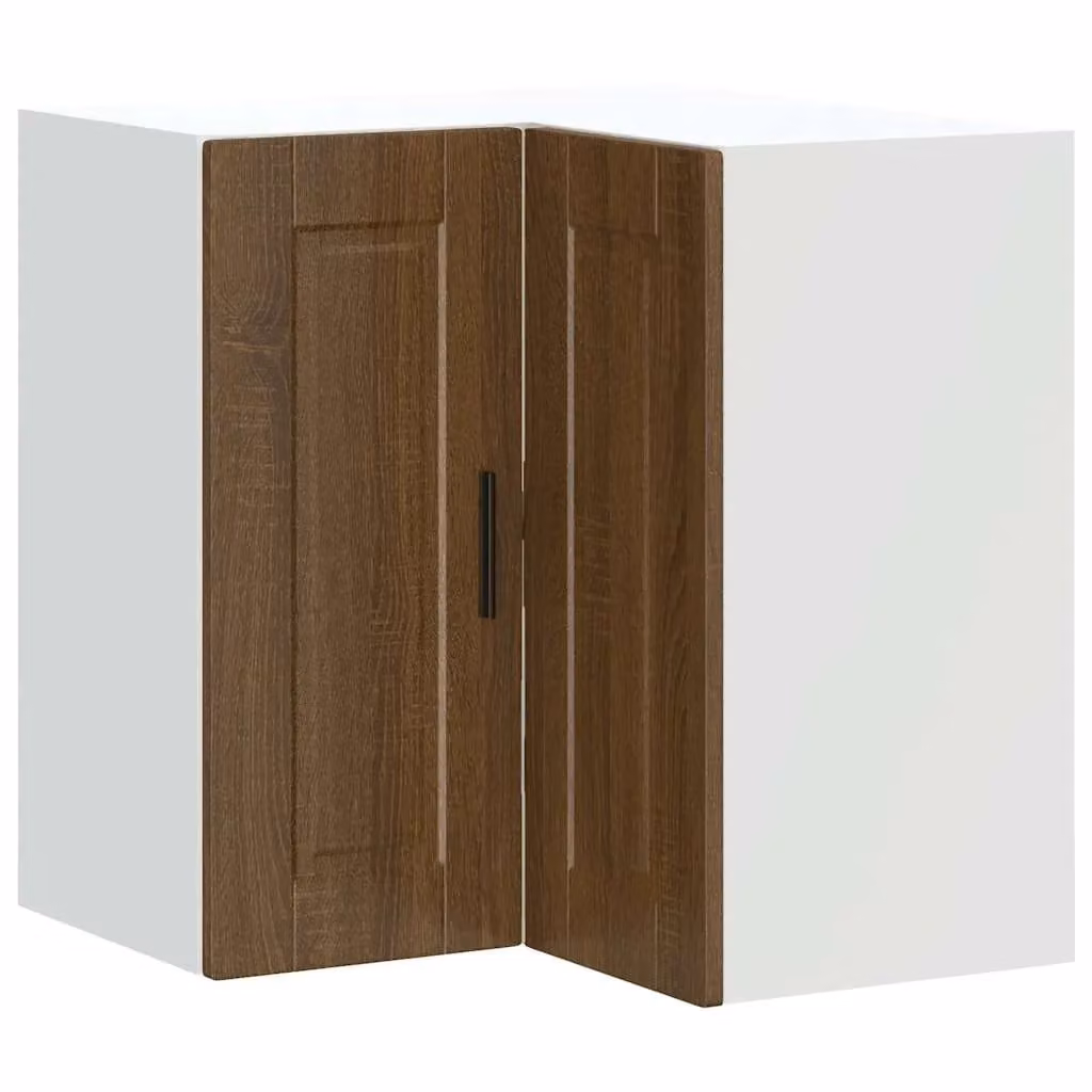 Berkfield Home Porto Modern Wall Mounted Kitchen Corner Cabinet in Brown Oak Matt MDF – 1