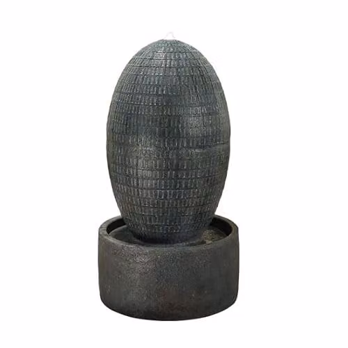 Tranquility Large Ripple Vase Mains Power Water Feature in Natural Grey Resin