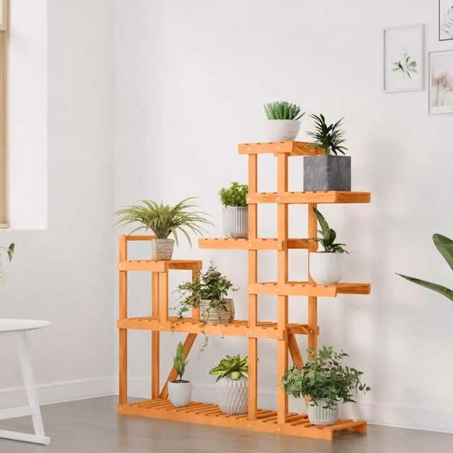 Berkfield Home Elegant Flower Stand in Brown Solid Wood, W/D/H: 110 x 25 x 111 cm – 1