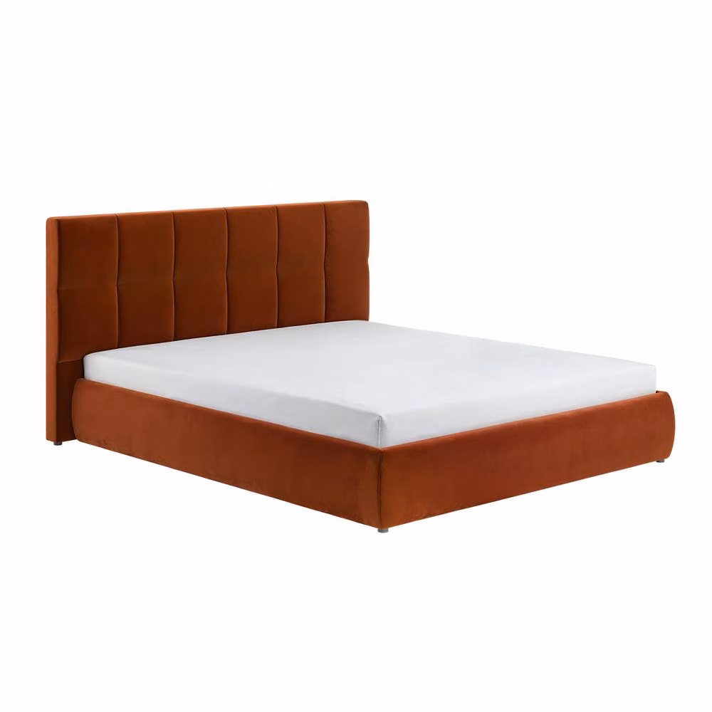 Solace+Co Mika Ottoman Bed in Burnt Orange Velvet, W/D/H: 180 x 108 x 185 cm – 3