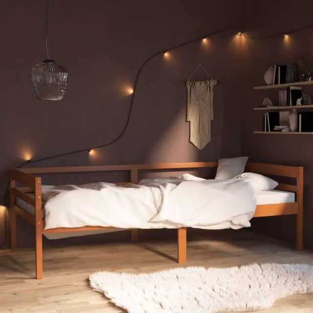 Berkfield Home Solid Pinewood Bed Frame, Honey Brown, W: 90 cm, L: 200 cm