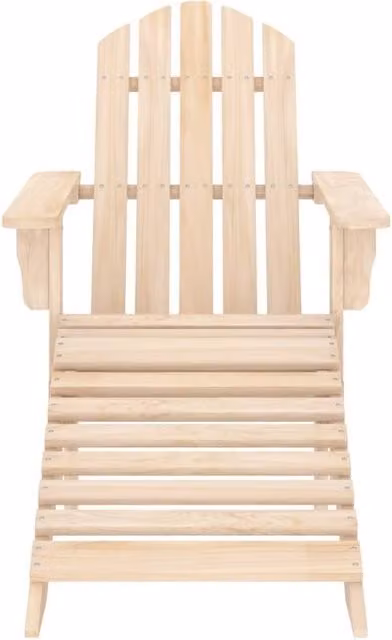 Berkfield Home Garden Adirondack Chair with Ottoman in Beige Solid Wood