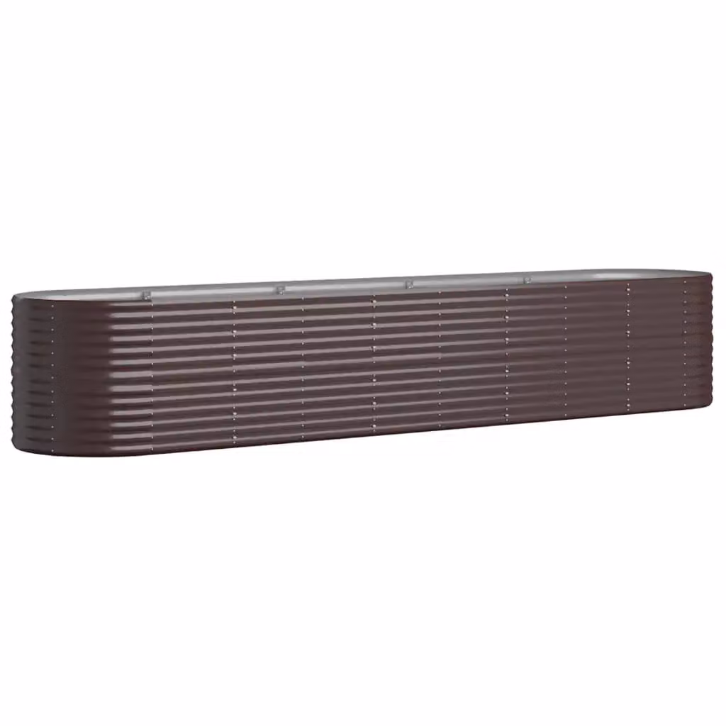 Berkfield Home Garden Brown Powder-coated Steel Raised Bed W/D/H: 368 x 80 x 68 cm – 2