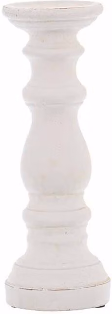 Lemon Pavilion Furniture and Decor Ceramic Small Column Candle Holder, Matt White, W12 x D12 x H31 cm