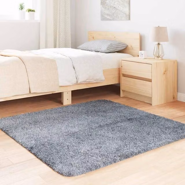 Berkfield Home NAVARRA Shaggy High Pile Rug, Light Grey, W/D: 120 x 120 cm