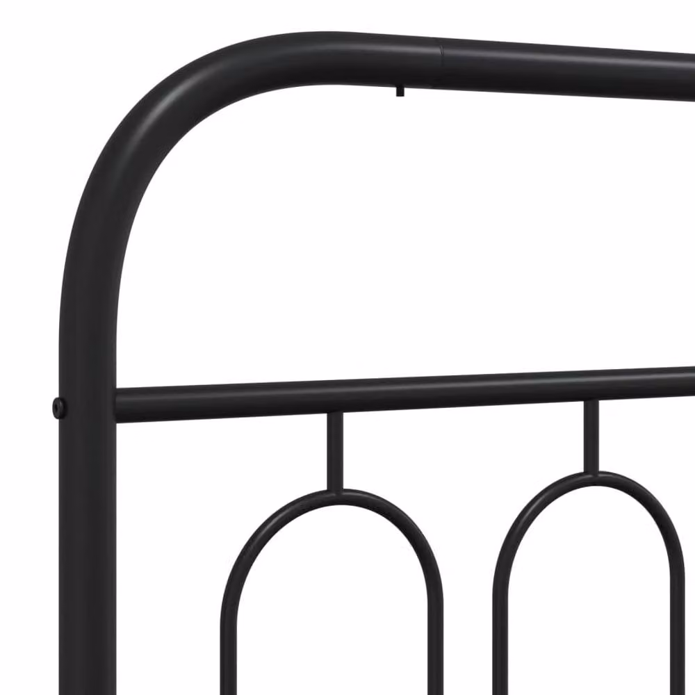 Berkfield Home Metal Bed Frame with Headboard, Black, W: 135 cm, D: 190 cm – 3