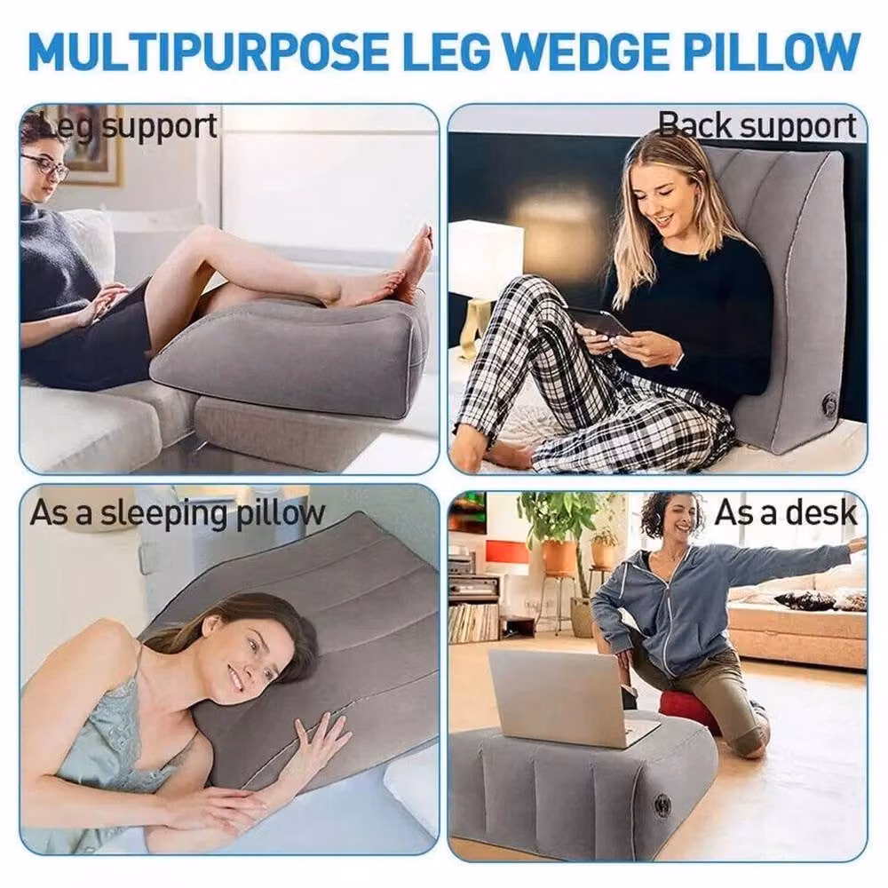 FLAVORA Inflatable Leg Elevation Wedge Pillow in Grey, Cot Size – 3