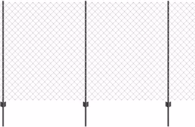 Berkfield Home Galvanised Steel Chain Link Fence with 20 U-Profile Posts, Grey and Black, W: 10 m, H: 1.4 m – 1