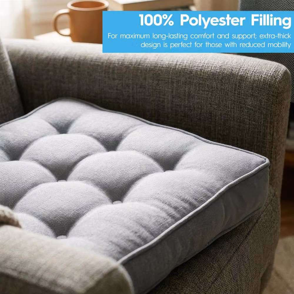 Harbour Housewares Square Armchair Booster Seat Cushion in Grey, W/D/H: 50 x 50 x 50 cm – 3