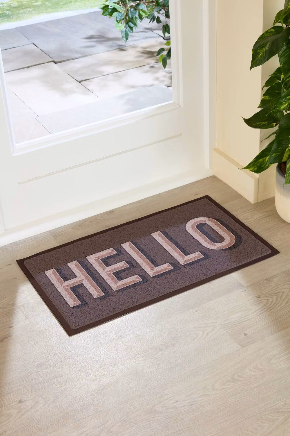 Artsy Mats Hello Chocolate Brown Indoor Outdoor Doormat, W: 70 cm, D: 40 cm – 3