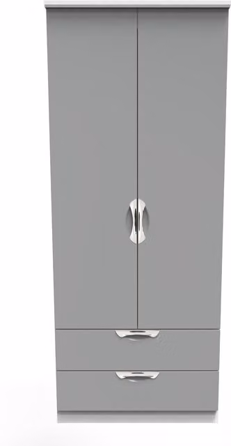 2 U Holborn Ready Assembled 2 Door 2 Drawer Wardrobe in Dark Grey