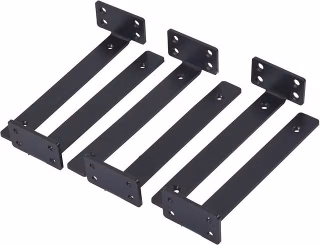 EONLION 6 Pack of Black Steel Floating Shelf Brackets, 20 cm