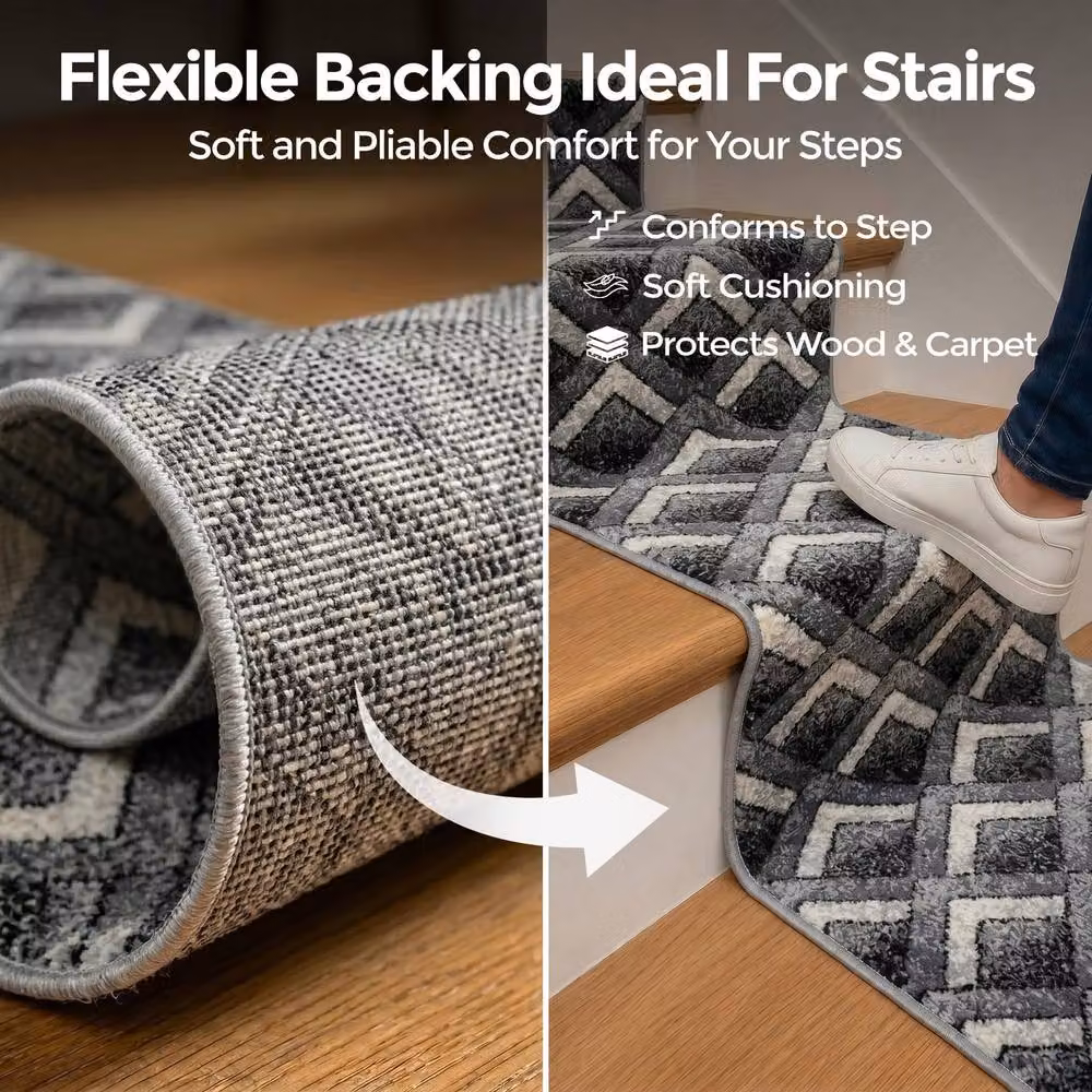 Bravich LTD Modern Zigzag Hallway Runner Rug in Grey, Non-Slip Low Pile Polypropylene Carpet, W: 60 cm, L: 360 cm – 5