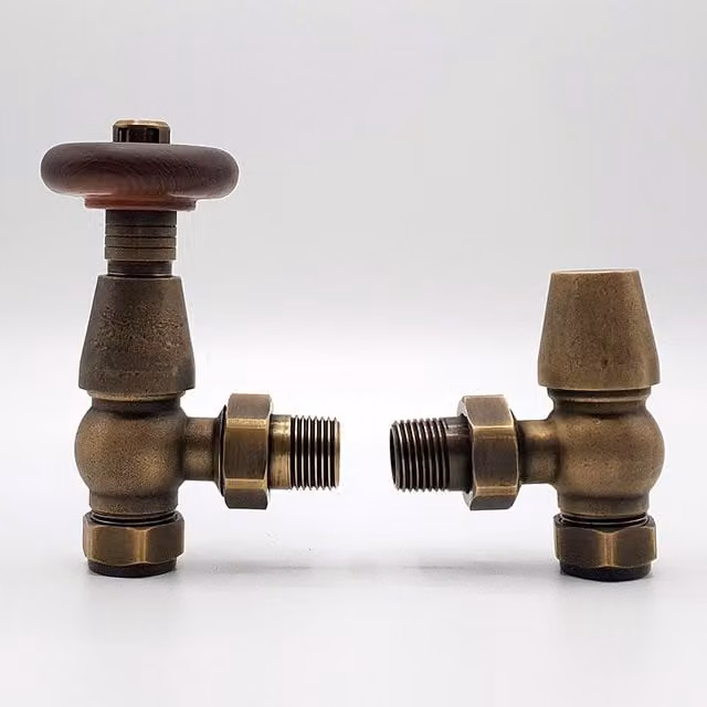 Lux Heat Traditional Thermostatic Valve Set in Antique Brass