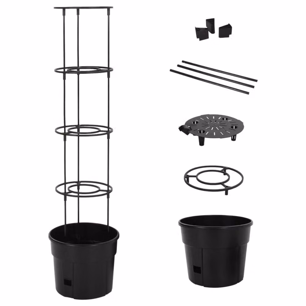 Berkfield Home Tomato Grower Planter Tub in Anthracite and Black, W/D/H: 29.5 x 29.5 x 115 cm – 2