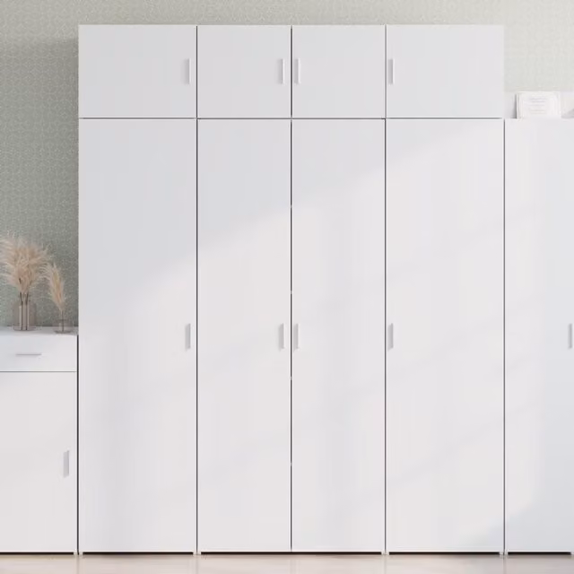 Berkfield Home White Minimalist Highboard in MDF, W/D/H: 80 x 42.5 x 185 cm