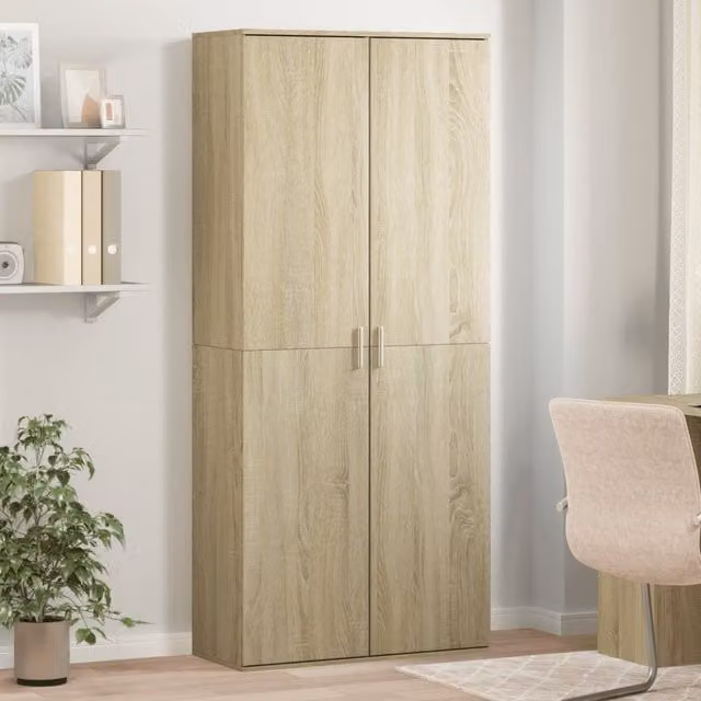Berkfield Home Sonoma Oak Highboard in Brown, W/D/H: 80 x 35 x 180 cm