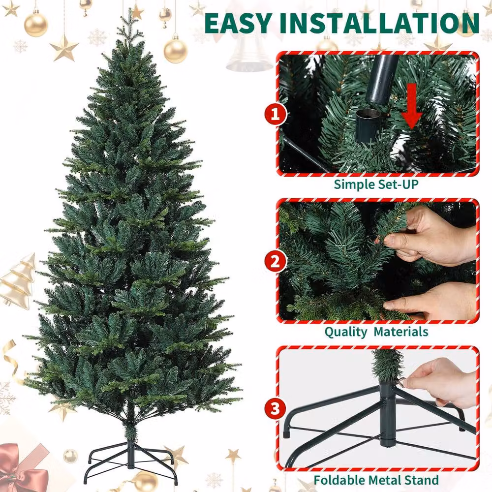 London Boutique 5FT Realistic Artificial Christmas Tree with LED Lights and 8 Lighting Modes in Green – 2
