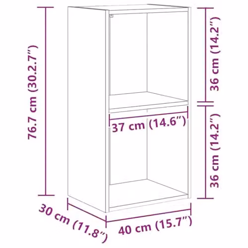 vidaXL Oak Bookcase in Brown, W/D/H: 40 x 30 x 77 cm – 3