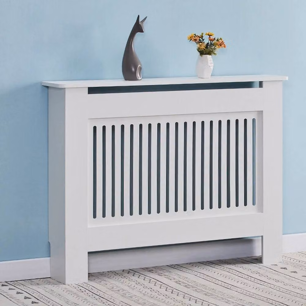 Kelvenix White Traditional Modern Radiator Cover MDF W: 100 cm, H: 109 cm, D: 19 cm – 3