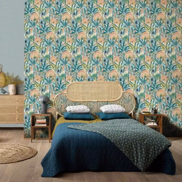 Erismann Martinique Tropical Wallpaper in Petrol Teal