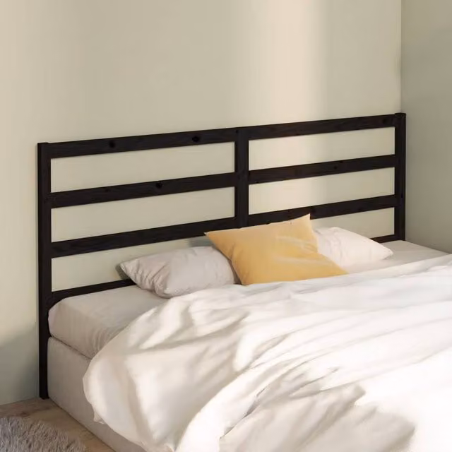 Berkfield Home Beautiful Bed Headboard in Black Solid Pine Wood, W: 206 cm, D: 4 cm, H: 100 cm – 1