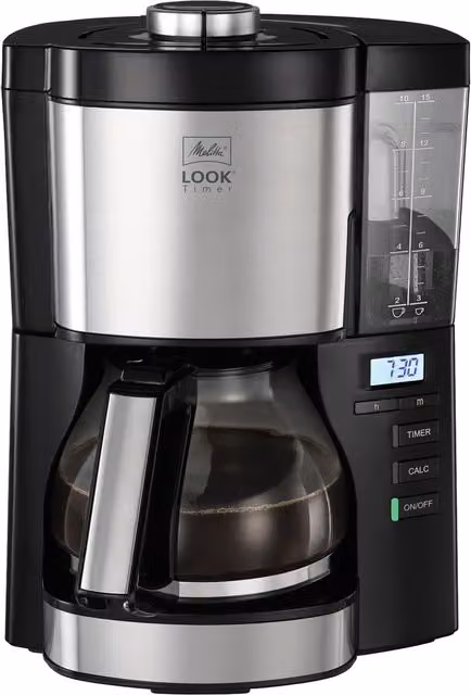 Melitta LOOK V Timer Filter Coffee Machine with Removable Tank and Glass Jug in Black