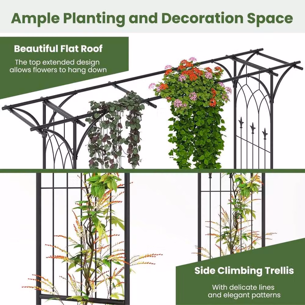 Kelvenix Metal Garden Arbor Archway in Black – 4
