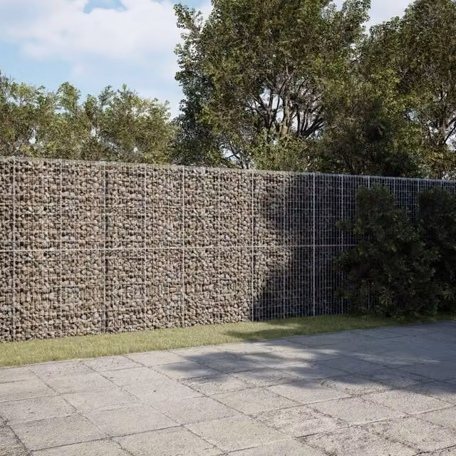 Berkfield Home Silver Galvanised Steel Gabion Basket with Cover, W/D/H: 1150 x 100 x 200 cm