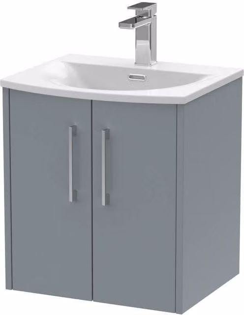 Balterley Winshill Contemporary 2 Door Wall Hung Vanity Basin Unit, Grey, Width: 50 cm – 1