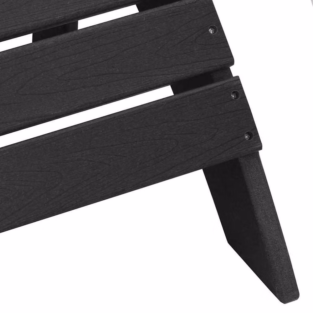 Berkfield Home Traditional Adirondack Chair with Footrest, Black HDPE – 6