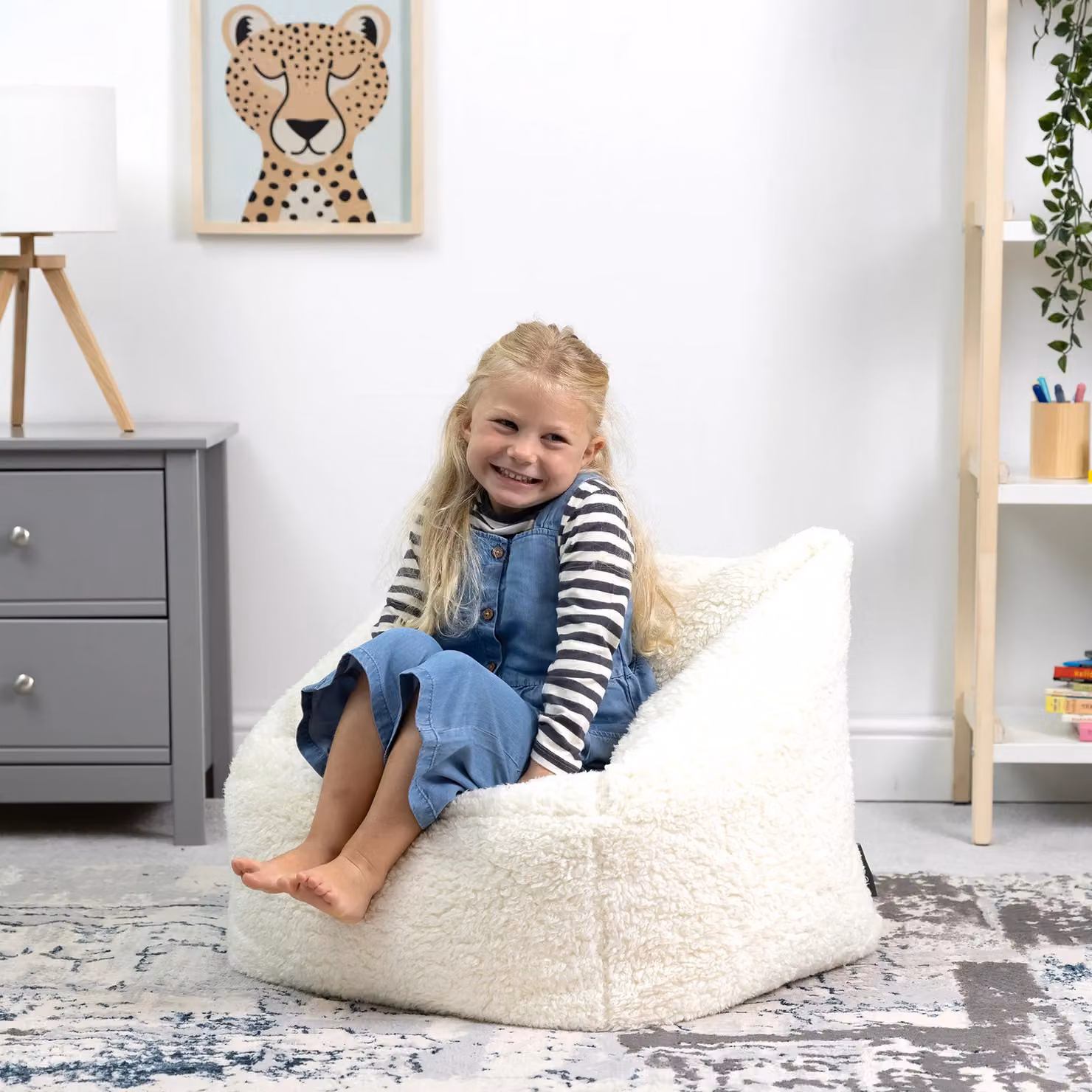 icon Kids Teddy Bean Bag Armchair Set of 2 in Beige Bouclé Fleece – 4