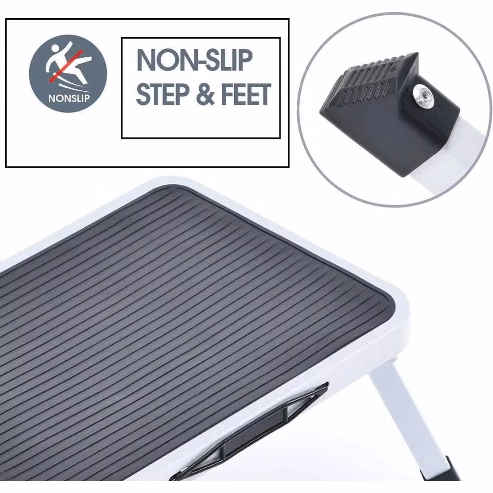 NESTLUNE Folding Single Step Ladder Step Stool with Anti Slip Rubber Feet, Grey, 150kg Capacity, W: 100 cm, D: 40 cm – 3