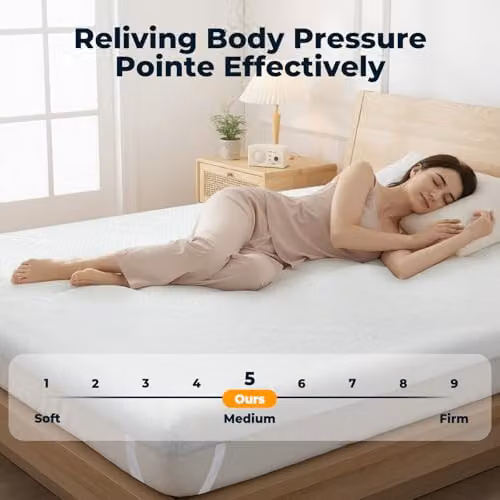 Lavio King Size Memory Foam Mattress Topper with Cooling Gel and Bamboo Charcoal, 8cm Thick, White – 3